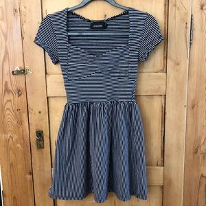 Mink pink striped skater dress